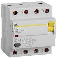Выключатель дифференциального тока (УЗО) ВД1-63 4Р 50А 100мА А(Электромеханическое) | код MDV11-4-050-100 | IEK
